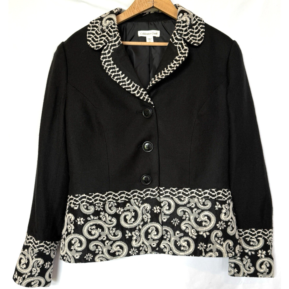Coldwater Creek Womens Wool Blend Tapestry Blazer Size 6 Office Corpcore Career‎